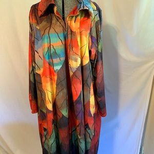 Women’s full length miss look XXL multicolor tunic zip up robe